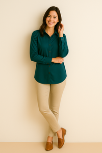 Chemise boutonnée élégante en polyester bleu sarcelle et vert citron pour tenue décontractée semi-formelle, tailles homme M L XL XXL - Product Image 3