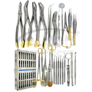 International 25-Piece Reusable Stainless Steel Dental Surgery Extracting Elevators Forceps Instrument Kit CE By <b>Blush</b> Surgical - Product Image 1
