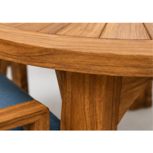 ARTERRA Juego de Mesa y Sillas de Comedor Redondas de Madera de Teca Modernas y Contemporáneas de Lujo con Cojín para Restaurante Cafetería - Product Image 3