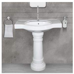 Lavabo de cerámica de alta resistencia con pedestal, 790x485x850mm, lavabo de porcelana para baño, lavabo independiente para lavar ropa - Product Image 3
