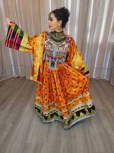 Robe longue en dentelle brodée style afghan populaire pour femmes, manches longues, en tissu naturel, pour les soirées. - Product Image 2