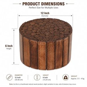 Tabouret ottoman en bois massif fait main, mobilier écologique, décoration rustique, siège marron, table d'appoint pour chambre, salon, hôtel - Product Image 4