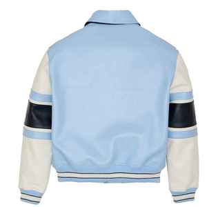 Chaquetas Varsity Personalizadas al por Mayor para Hombre, Chaqueta Varsity de Poliéster Transpirable con Mangas de Cuero y Bordado Personalizado - Product Image 5