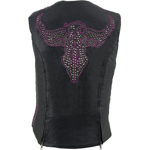 VIBE SEWN 2025 Most Selling Custom Design Women Gothic <b>Biker</b> Genuine <b>Leather</b> Motorcycle <b>Vest</b> Double Breasted Side Stretch Panel - Product Image 6