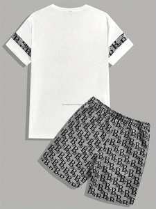 Men's Summer Printed Short <b>Set</b> 100% Cotton Breathable Casual T-Shirt & Shorts Streetwear - Product Image 4