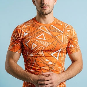 Custom Mens Muscle Fit Compression Shirt Half Sleeve Active Sportswear Gym Workout Training Performance Top - Product Image 2