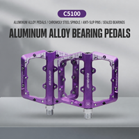 Pédales plates en aluminium pour VTT, plateforme large 105x99mm, broches antidérapantes, roulements doubles scellés, axe en CrMo C5100