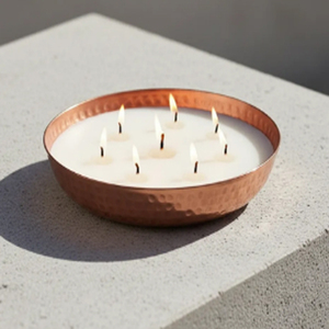 Copper <b>Candle</b> Bowl With Three Wicks Heat Resistant Home Decoration - Product Image 1
