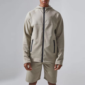 Chaqueta con Capucha y Cremallera para Hombre, con Bolsillos Laterales, Color Sólido, Conjunto Informal para Otoño, Tejido Transpirable de Poliéster - Product Image 2