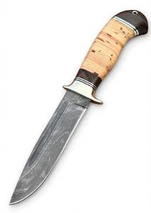 Outil de terrain artisanal personnalisé en acier Damas, manche en écorce de bouleau empilé, garde en laiton - Product Image 3