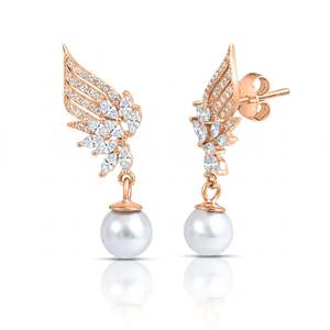 Super vente flash de septembre, boucles d'oreilles pendantes en argent sterling 925 plaqué or rose avec perles à fleurs, pour femmes, pour la Saint-Valentin - Product Image 4