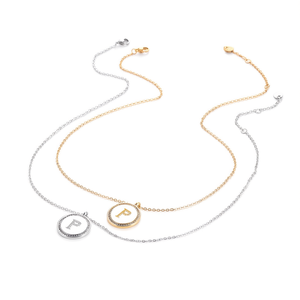 Collana con Ciondolo Lettera P Marca Z, Catena Snake in Acciaio Oro e Argento 2Cm, Gioielli Classici Unisex per Uso Quotidiano - Product Image 1