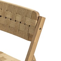 Chaise de salle à manger pliante en teck massif durable et moderne avec assise et dossier en rotin tressé pour l'intérieur et l'extérieur, meubles de salon