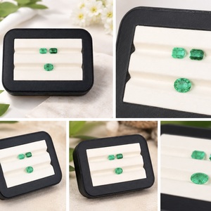 Certified Natural Zambia Emerald Gemstones | AAA Grade Emerald Green 2.80 Carat Oval & Emerald Cut Cabochon Cut Gemstone Lot - Product Image 6
