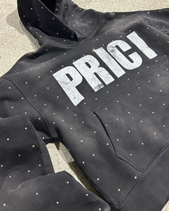 เสื้อฮู้ดดี้ประดับคริสตัลหรูหรา สไตล์สตรีทแวร์ แฟชั่นลำลองสำหรับทุกเพศ ทุกวัย ผ้าหนานุ่ม ประดับคริสตัล - Product Image 5