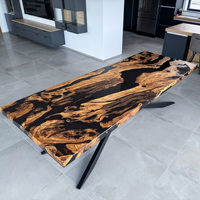 Table à manger rectangulaire de luxe en résine époxy, faite à la main en bois massif, amovible, pour mobilier de maison moderne, Diwali