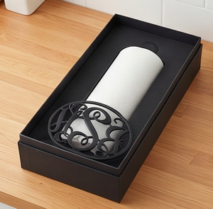 <b>Black</b> Cast Iron <b>Tissue</b> <b>Paper</b> Stand With Monogram Design Tabletop Napkin Holder For Kitchen Dining And Restaurant Use - Product Image 6