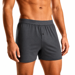 Calzoncillos Bóxer para Hombre 100% Algodón, Ropa Interior Suave Tejida, Cintura Elástica, Cierre de Botón, Ajuste Holgado, Transpirable, Logotipo Personalizado, Marca Privada - Product Image 1