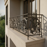 Balustrade décorative en fonte et alliage d'aluminium sans cadre, design européen, pour extérieur, villa, jardin, balcon, véranda, main courante florale