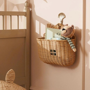 Handwicker Natural Rattan Cute Wall <b>Storage</b> <b>Baskets</b> for Kids' Room Organization <b>Storage</b> <b>Baskets</b> for Organizing from Vietnam - Product Image 3