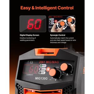 Saldatrice MIG 130A Sinergica Multiprocesso per Acciaio 110V Portatile - Product Image 4