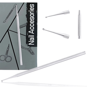 Herramienta Profesional de Acero Inoxidable de Doble Punta para Uñas, Empujador de Cutículas, Extractor de Acné, Limpiador de Poros Faciales, Diseño Reutilizable - Product Image 1