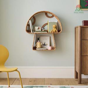 High Quality Rattan Kids Shelf Mushroom Shaped Natural <b>Wicker</b> Eco-Friendly <b>Wall</b> <b>Decor</b> for Bedroom Nursery Storage Display - Product Image 2