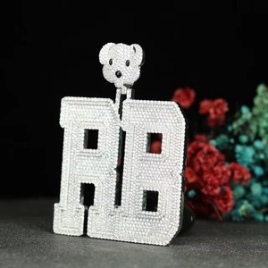<b>Cute</b> <b>Bear</b> Bail Moissanite Charms Micro Insert Pave Pendant Hip Hop Rapper Bling Pendant Custom Initial Letter Pendant For Men - Product Image 2