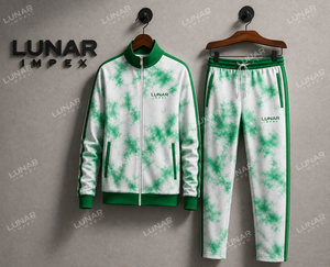 Ensemble de survêtement d'hiver personnalisé pour homme, sublimation vert tie-dye, fermeture éclair intégrale, 100% polyester polaire, écologique, respirant, vêtements de sport - Product Image 5