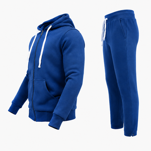 Ensemble de vêtements de sport en molleton doux pour homme, sweat à capuche zippé élégant avec pantalon de jogging assorti, pour un usage quotidien décontracté - Product Image 5