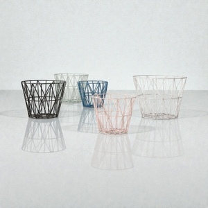 Geometric Metal <b>Wire</b> <b>Storage</b> <b>Baskets</b> Mini Modern Multi Purpose Neatening Organizers Stackable Design - Product Image 2