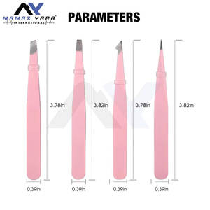 ชุดแหนบสแตนเลสแบบมืออาชีพสำหรับต่อขนตาและตกแต่งคิ้วอย่างแม่นยำ - ชุดแหนบ 4 ชิ้นสีชมพู - Product Image 2