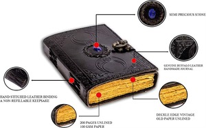 New Tripple Moon Stone Vintage Leather Organizer/Planner Handmade Hardcover Personalized Gift Notebook Sketchbook Office - Product Image 3