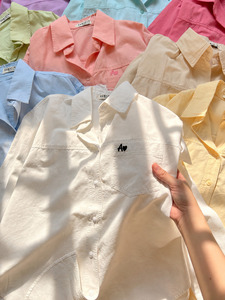 Chemisier décontracté en sergé de coton à manches longues pour femme SUBICI 4101122 avec poches utilitaires, taille unique, vente en gros - Product Image 6