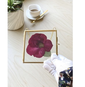 Gold Metal Brass Floating Photo Frame <b>Wall</b> Hanging Pressed Flower <b>Display</b> <b>Case</b> Modern Minimalist Glass Picture Holder Decor - Product Image 1
