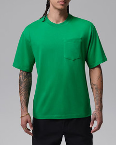 T-shirt à manches courtes pour homme, couleur verte unie, avec poche poitrine, coupe classique, style décontracté, col rond, 100% coton, séchage rapide - Product Image 1