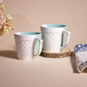 Taza de Té de Cerámica Moderna de Lujo, Diseño de Pez en Dos Tonos, 200 ml, Ecológica, Duradera, Portátil, Azul Cielo y Blanco, para Oficina y Hogar, Ideal para Regalo - Product Image 1