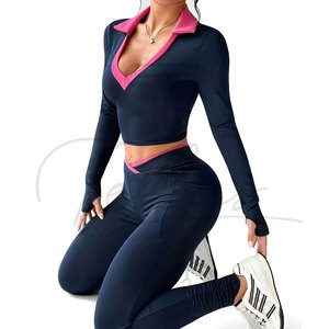 Women's Solid Casual Above Knee Short Yoga Set Customized High Quality Breathable Quick Dry Summer Fashion Yoga Wear - Product Image 3