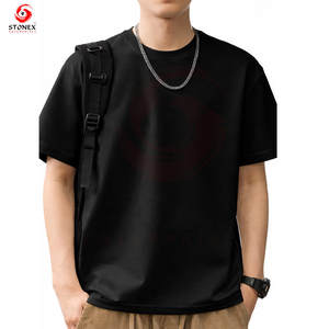 T-shirt en coton style streetwear vintage, coupe classique, tricoté, effet usé, haute qualité pour homme - Product Image 1