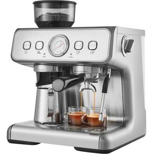 Macchina per Espresso Semi-Automatica 15 Bar con Macinacaffè, Montalatte Manuale e Lancia Vapore, Serbatoio Acqua Rimovibile - Spina USA e AU - Product Image 1