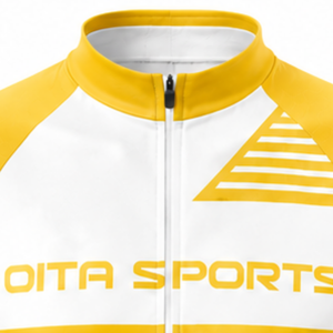 Ensemble de maillot et short de cyclisme personnalisé jaune et blanc, manches courtes, fermeture éclair intégrale, séchage rapide, rembourré, uniforme de course cycliste, vêtements de sport d'équipe - Product Image 3