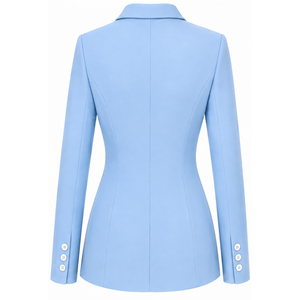 Blazer Azul Cielo Personalizado para Mujer, Corte Entallado, Doble Botonadura, Manga Larga, Traje Formal de Oficina, Chaqueta de Negocios con Pecho Personalizado - Product Image 2