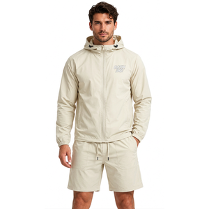 <b>Mens</b> Nylon Polyester Windbreaker Short Set Zip Jacket Casual Streetwear Two Piece Outfit Custom Apparel - Product Image 2