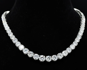 สร้อยคอเพชรเทนนิสฮิปฮอป เครื่องประดับชั้นดี เงินแท้ 925 ระดับความสะอาด VVS VS สี D E F เพชรสังเคราะห์เพาะเลี้ยงในห้องปฏิบัติการ ขนาด 4 มม. - Product Image 1