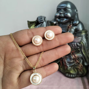 Ensemble de pendentifs en perles d'eau douce plaqué or, fournisseur en gros de perles - Product Image 1