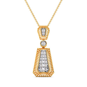 Collar con Colgante de Diamante de Corte Brillante Redondo, Geométrico, Dorado, con Diseño Arquitectónico Calado, de Lujo - Product Image 1