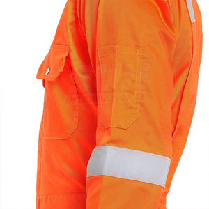 <b>Men's</b> Orange Reflective Hi Visibility Anti-Bacterial <b>Work</b> <b>Overalls</b> Full Sleeve Button Collar Solid Color Casual Uniform Side - Product Image 4