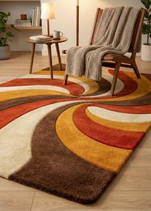 Luxury Modern Hand Tufted Non-Slip Spiral Wave Area <b>Rug</b> Abstract Swirl Wool Carpet for Living Room Bedroom Hotel Home Decor - Product Image 4
