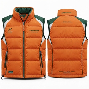 Blouson matelassé léger orange pour homme, col montant, fermeture éclair, veste d'hiver décontractée, streetwear, vêtements personnalisés - Product Image 3