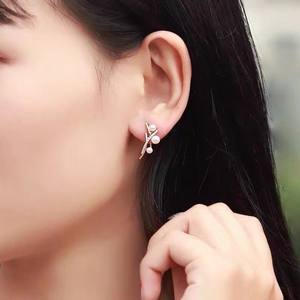 Boucles d'oreilles à clous en perles d'eau douce multi-perles à la mode version coréenne en gros pour de nouveaux styles, idéal pour les souvenirs de petite amie - Product Image 4